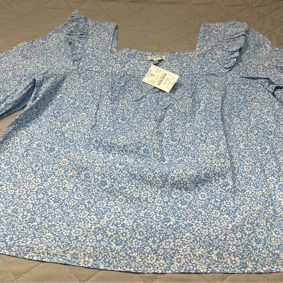 NWT J.Crew Light Blue Floral Blouse - Picture 3 of 11